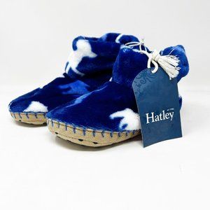 Hatley Size M (8 - 10) Blue Puppy Fleece Slippers
